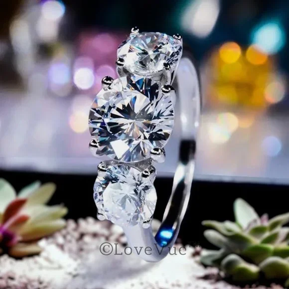 Certified 4ct. t.w. Diamond Three-stone Brilliant Cut Engagement Wedding Ring